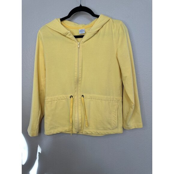 Passports Womens Yellow‎ Sweatshirt Small Zip up hooded drawstring Cotton - Picture 2 of 6